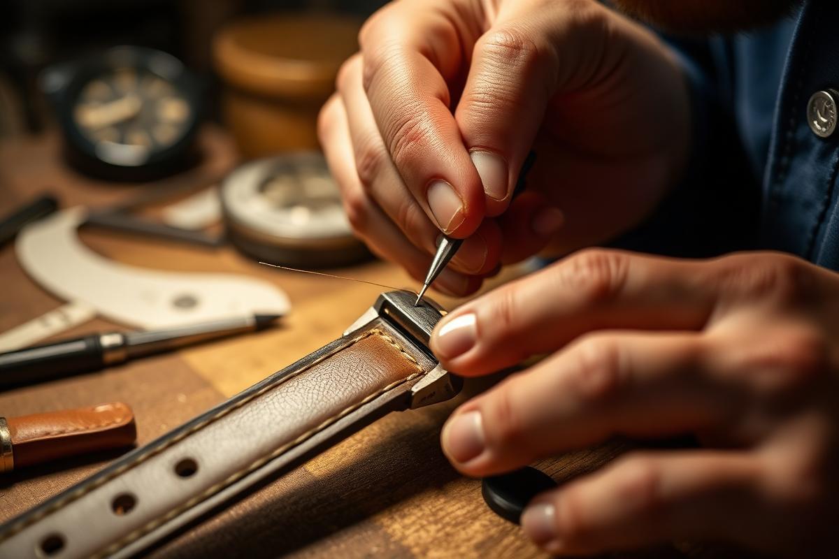 Artisan hand-stitching leather