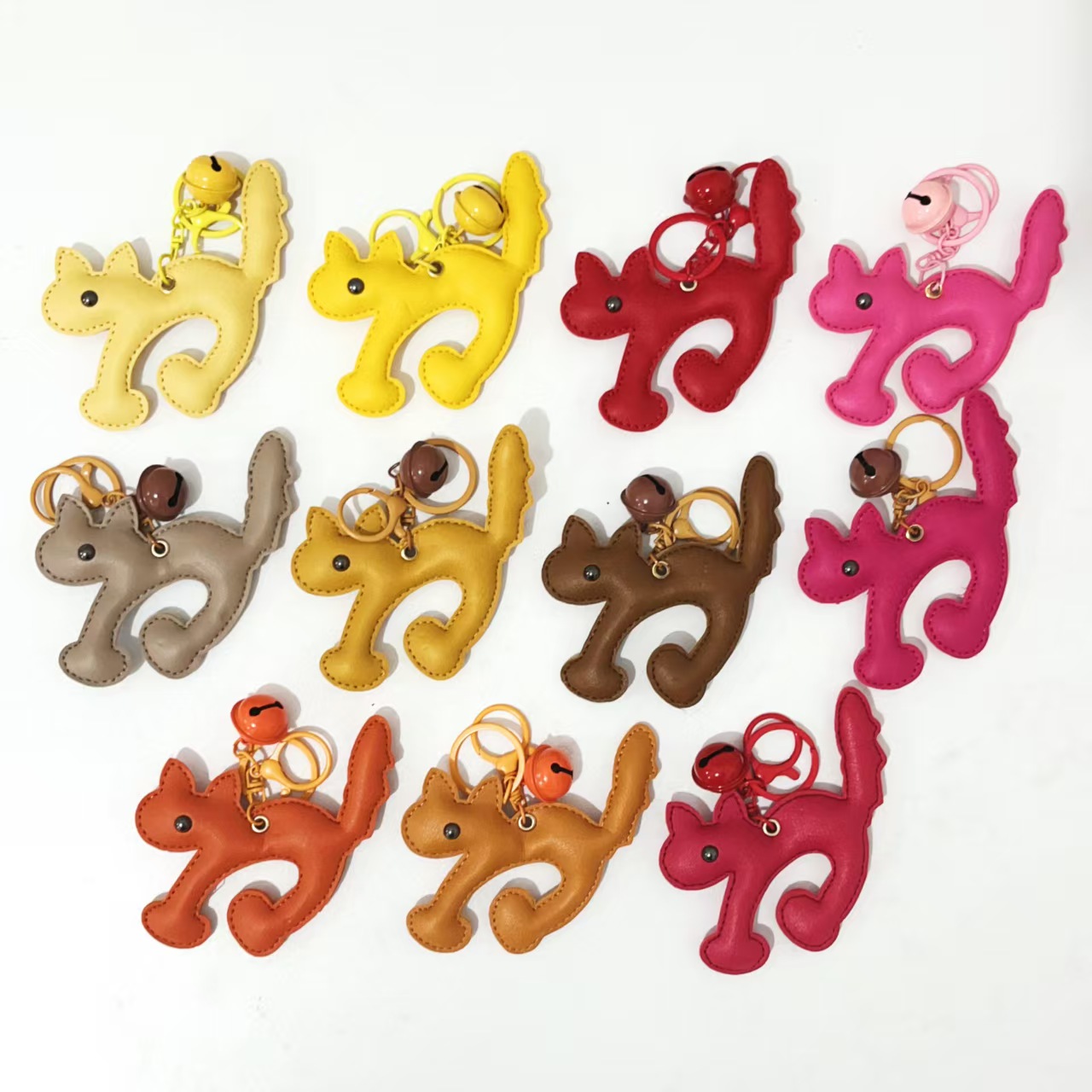 Arching Cat Leather Charm